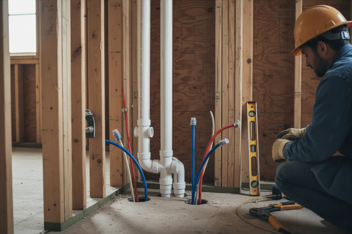 Drain and supply rough-in during Garbage Disposal Repair in Versailles